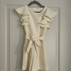 Girls Chic Cream Ruffle Romper